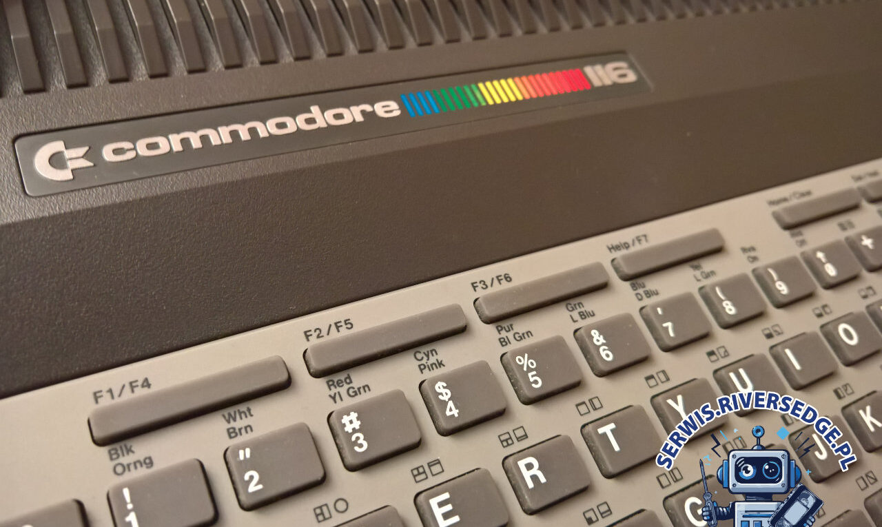 Piękny widok na klawiaturę komputera Commodore 116